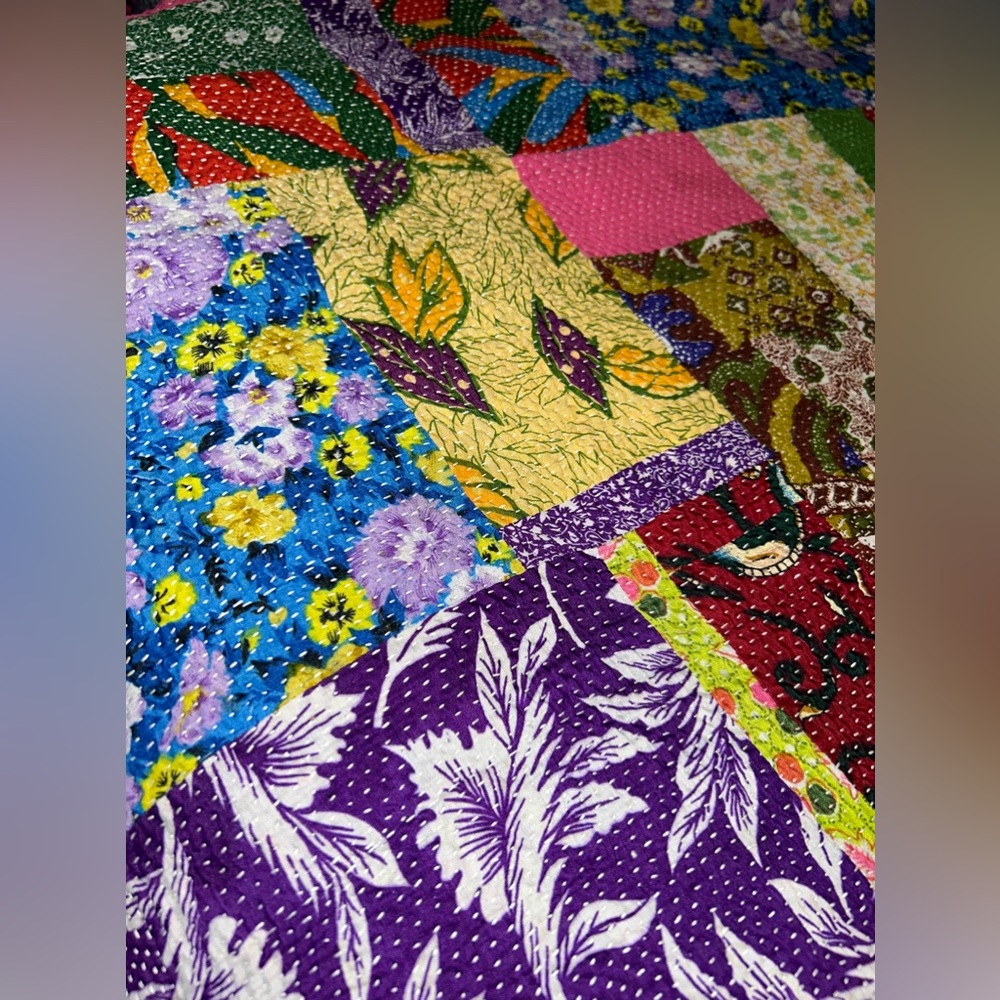 Vintage Kantha Quilt Handmade OOAK FULL/QUEEN